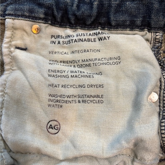 AG Adriano Goldschmied Ex Boyfriend Slouchy Slim Crop Blue Denim Jeans Size 28 - Picture 12 of 13